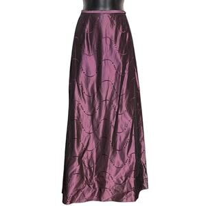 Vintage Y2K Ann Taylor Loft Taffeta Maxi Skirt 6 Made in USA Plum Whimsigoth 90s